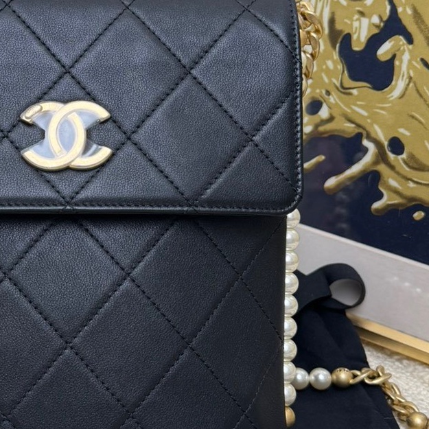 【閒置❤️ 】Chanel Gabrielle流浪金扣珍珠鏈條斜挎單肩包-3