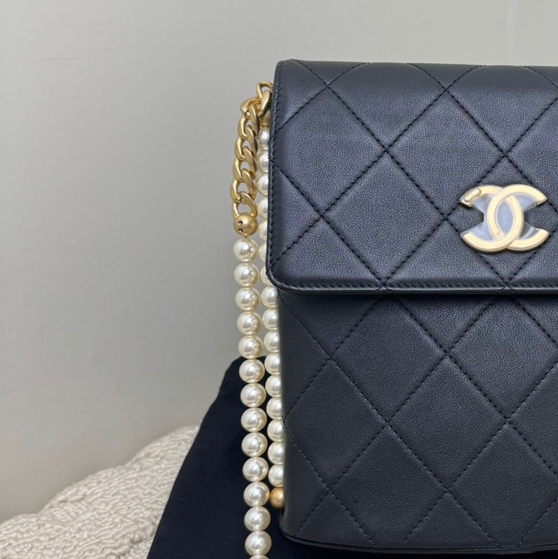 【閒置❤️ 】Chanel Gabrielle流浪金扣珍珠鏈條斜挎單肩包-4
