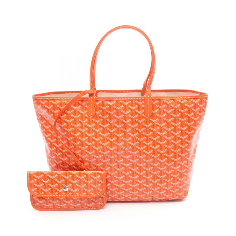 GOYARD Saint Louis PM 手袋 帆布 橘白多色 二手 女款-0
