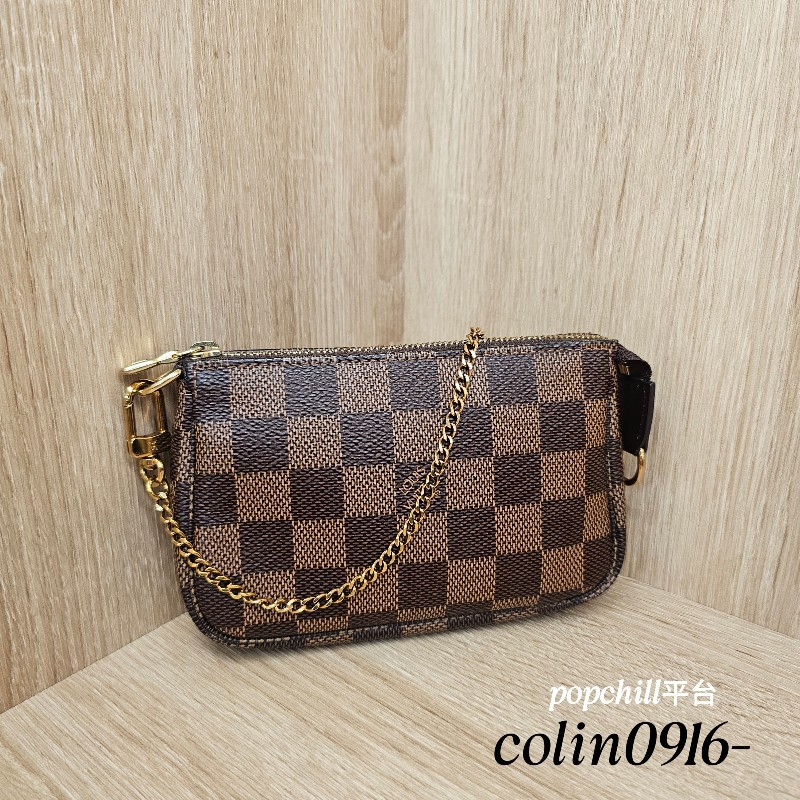 [品況優❣️] LV棋盤格金釦拉鏈Mini麻將包-0