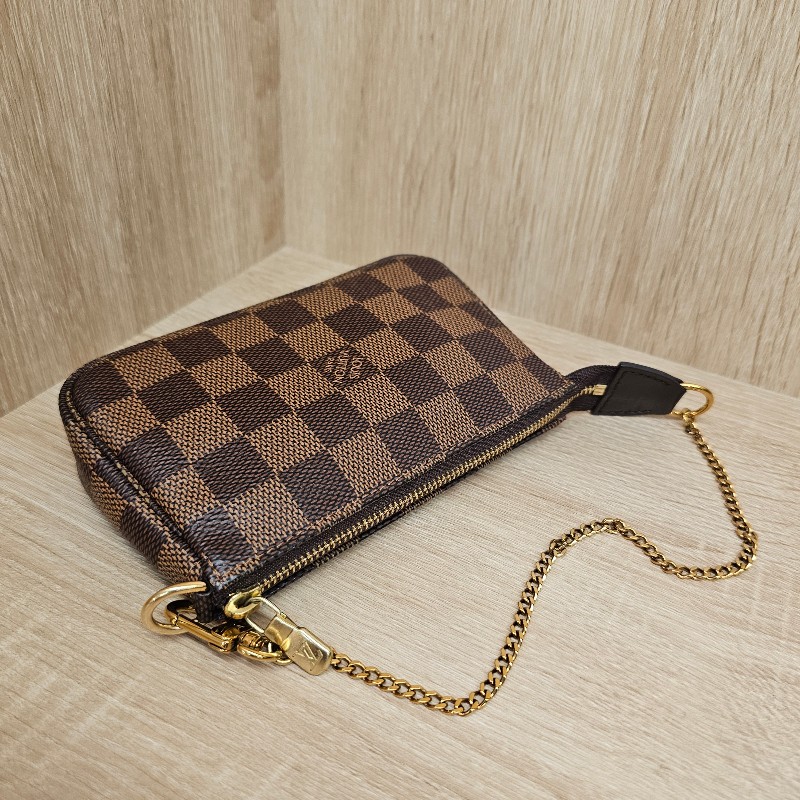 [品況優❣️] LV棋盤格金釦拉鏈Mini麻將包-4