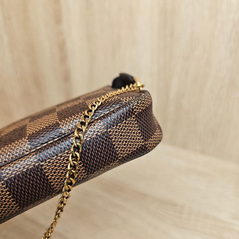 [品況優❣️] LV棋盤格金釦拉鏈Mini麻將包-7