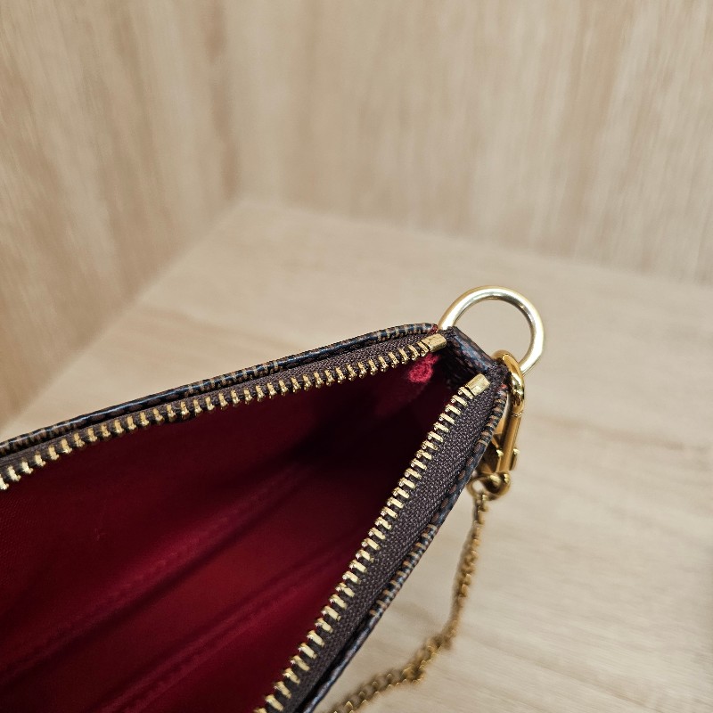 [品況優❣️] LV棋盤格金釦拉鏈Mini麻將包-12