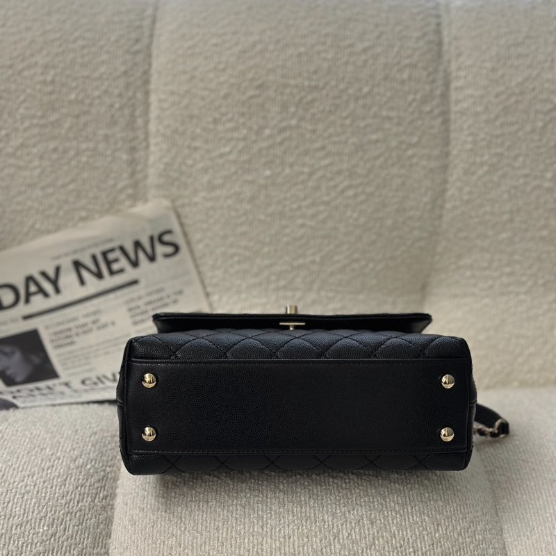 CHANEL Coco handle蜥蜴紋壓花手柄 - 小號黑金-6