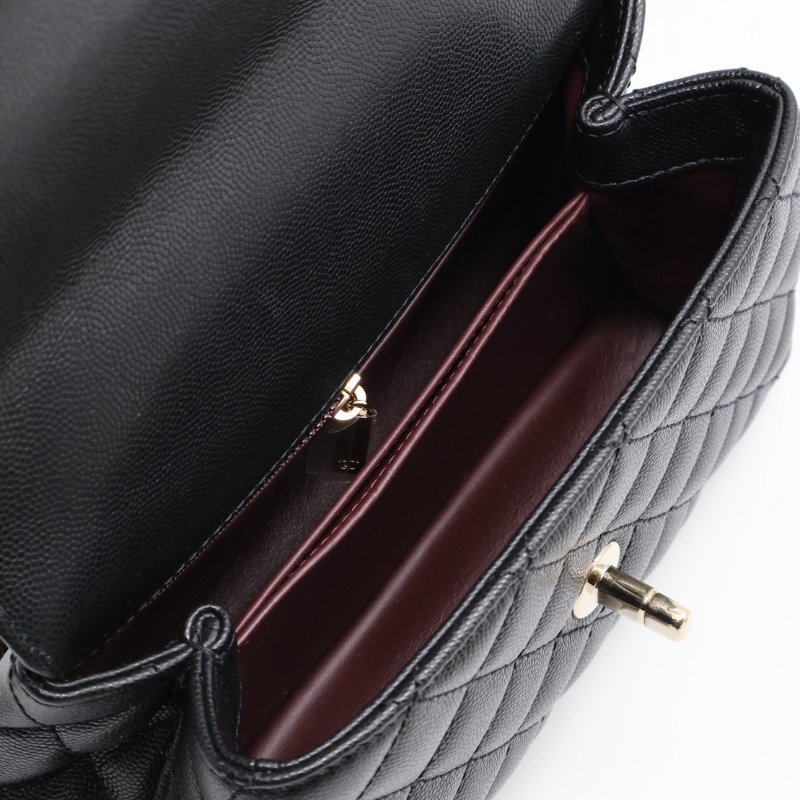 CHANEL Coco handle蜥蜴紋壓花手柄 - 小號黑金-3