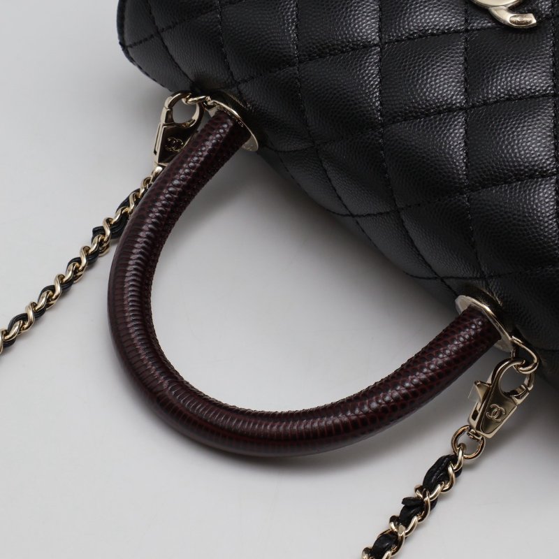 CHANEL Coco handle蜥蜴紋壓花手柄 - 小號黑金-4