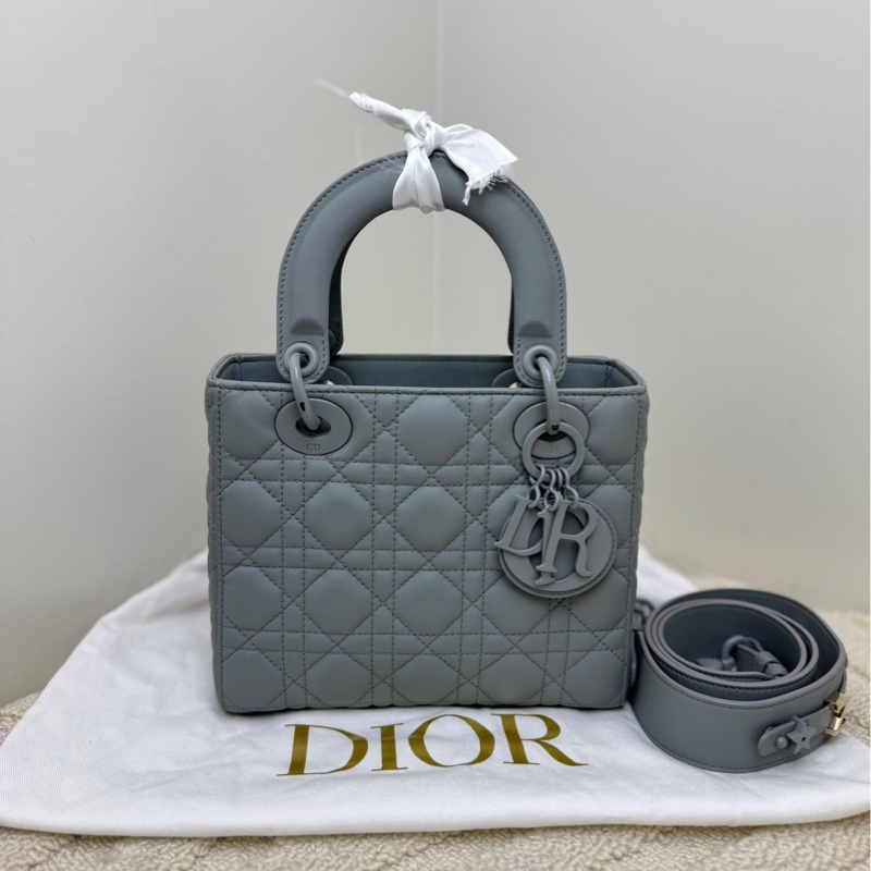 【閒置❤️】 Dior 戴妃四格 磨砂灰牛皮單肩手拎斜挎包 磨砂扣-1