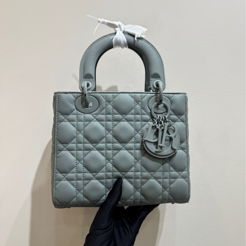 【閒置❤️】 Dior 戴妃四格 磨砂灰牛皮單肩手拎斜挎包 磨砂扣-2