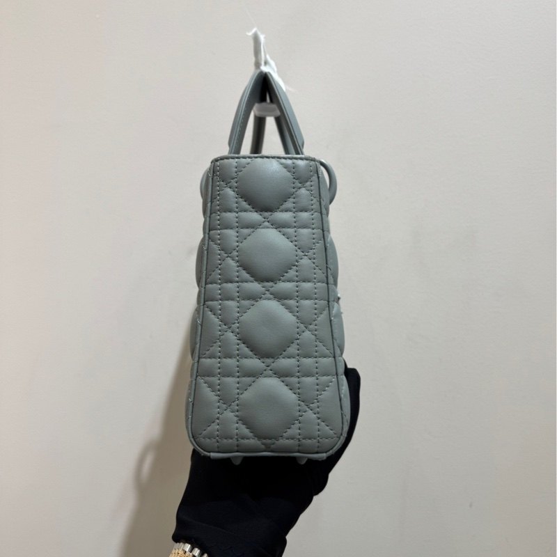 【閒置❤️】 Dior 戴妃四格 磨砂灰牛皮單肩手拎斜挎包 磨砂扣-5