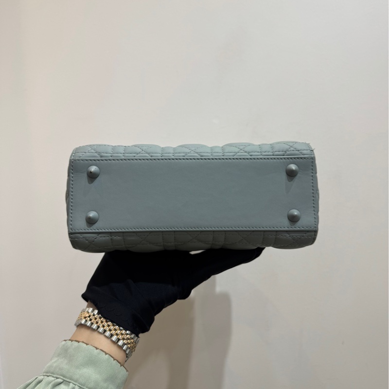 【閒置❤️】 Dior 戴妃四格 磨砂灰牛皮單肩手拎斜挎包 磨砂扣-6