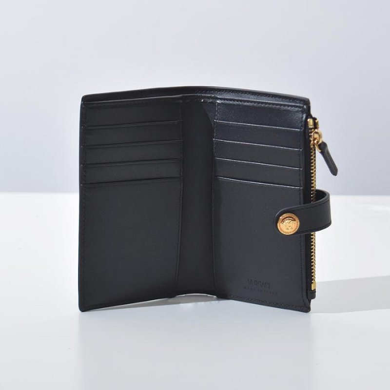 💎Han's house精品服飾💎 VERSACE 凡賽斯 女神頭 頂級黑牌 小牛皮 零錢 卡包 短夾-1