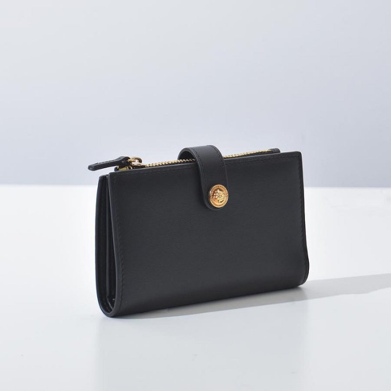 💎Han's house精品服飾💎 VERSACE 凡賽斯 女神頭 頂級黑牌 小牛皮 零錢 卡包 短夾-3