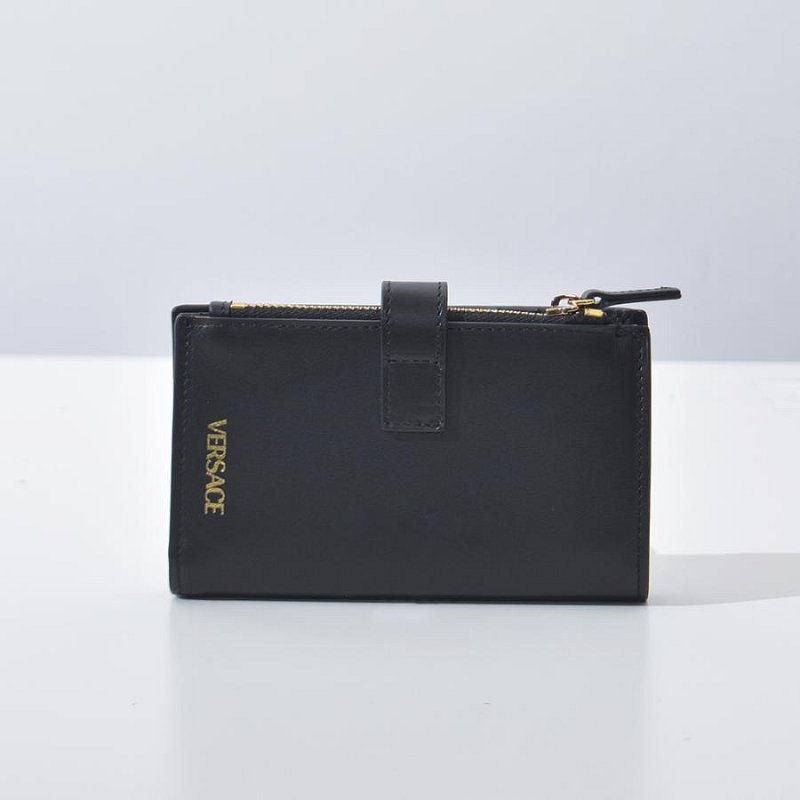 💎Han's house精品服飾💎 VERSACE 凡賽斯 女神頭 頂級黑牌 小牛皮 零錢 卡包 短夾-4