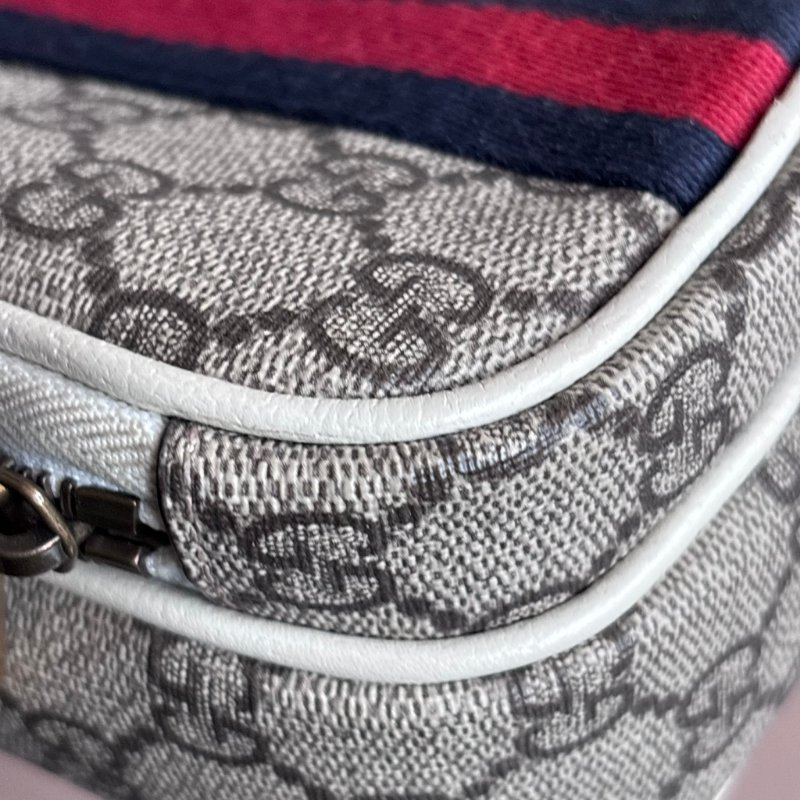 ::GUCCI:: 671682 經典ophidia系列迷你GG supreme帆布印花手提/斜背手機包(白色)-9