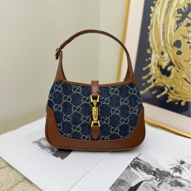 【近新閒置❤️】 GUCCI  jackie1961 mini 牛仔單寧腋下包 手提包-0