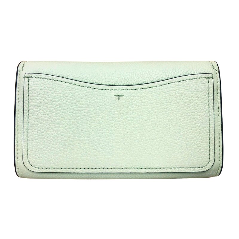 【TORY BURCH】素面皮革翻蓋斜背包-淺草綠色-1