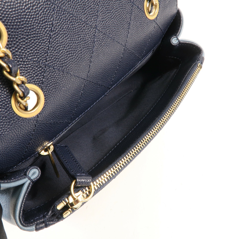 CHANEL 牛皮皮革Chain Shoulder金扣鏈帶肩背袋-13