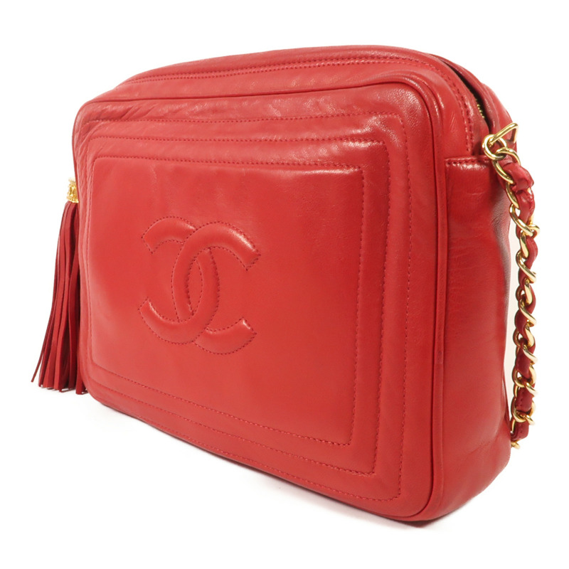 CHANEL 羊皮皮革Chain Shoulder金扣鏈帶肩背袋-2