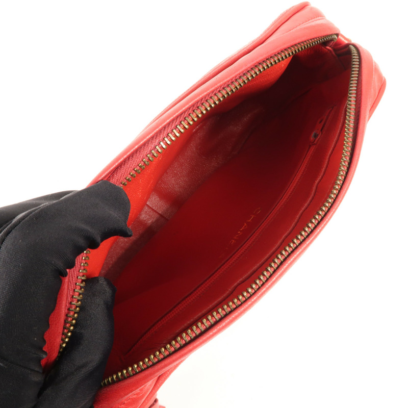 CHANEL 羊皮皮革Chain Shoulder金扣鏈帶肩背袋-4