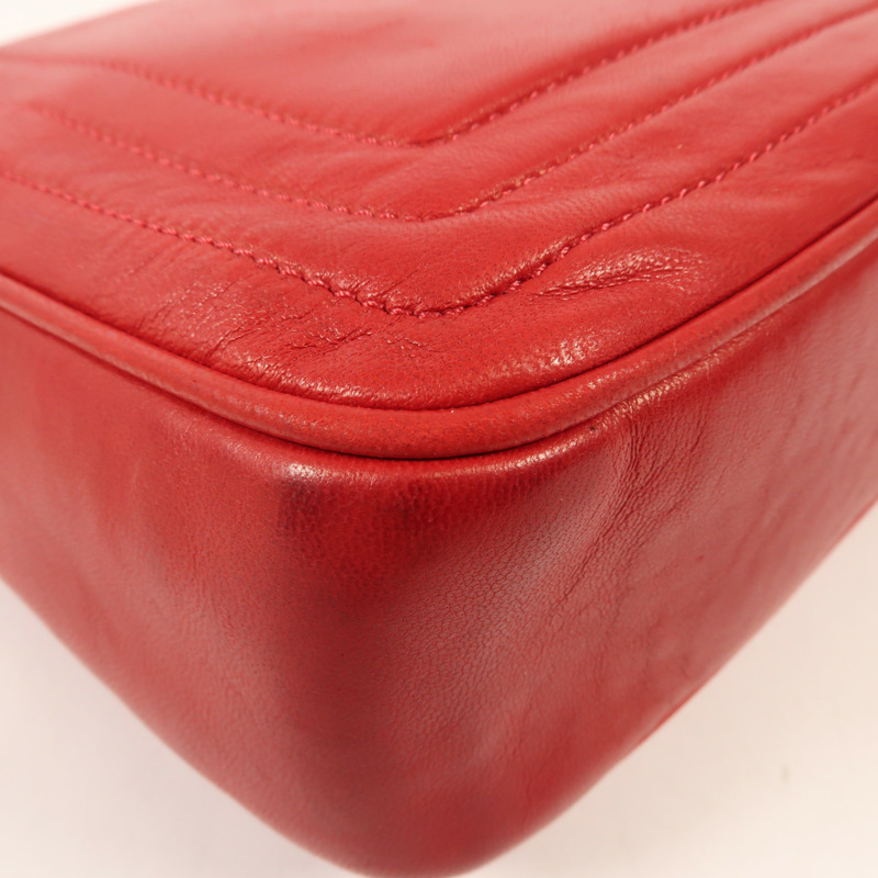 CHANEL 羊皮皮革Chain Shoulder金扣鏈帶肩背袋-8