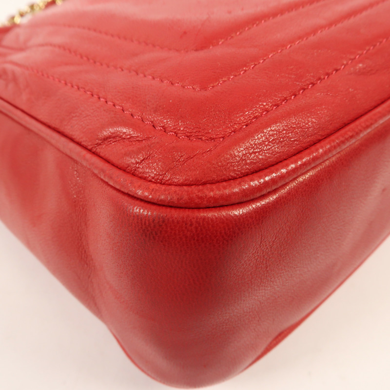 CHANEL 羊皮皮革Chain Shoulder金扣鏈帶肩背袋-10