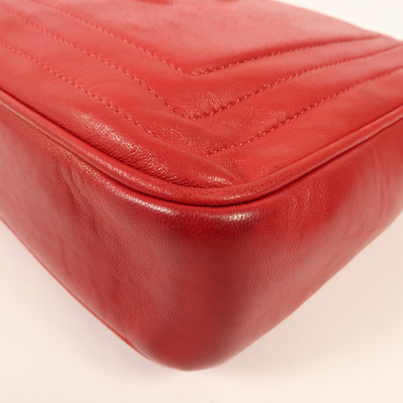 CHANEL 羊皮皮革Chain Shoulder金扣鏈帶肩背袋-11