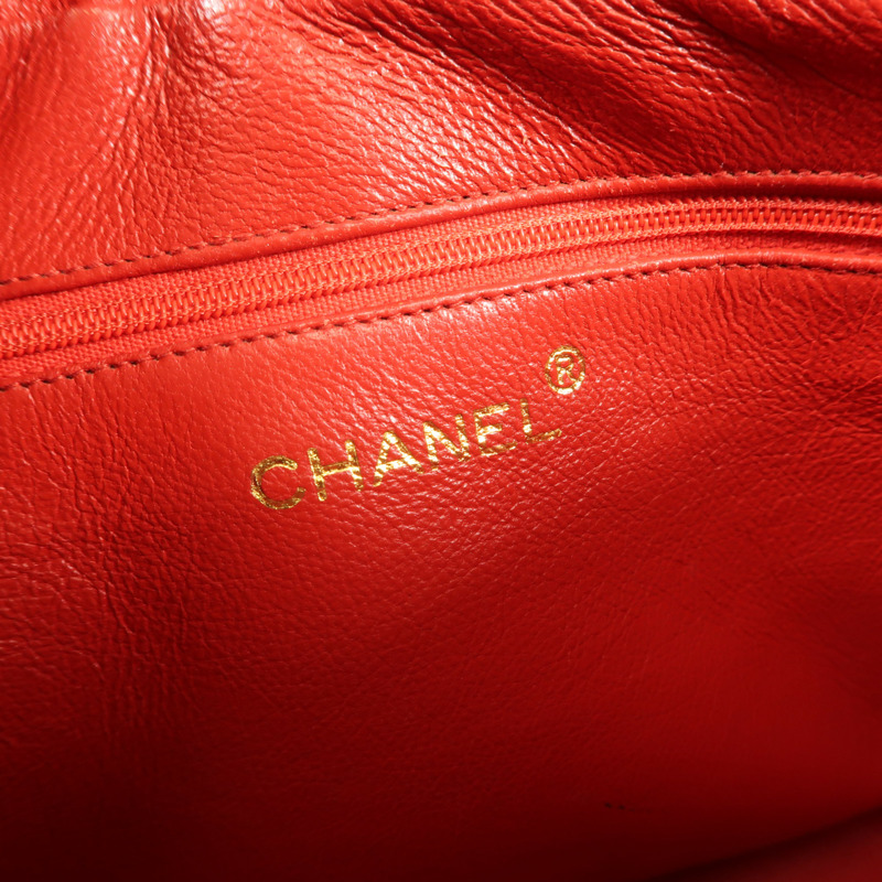 CHANEL 羊皮皮革Chain Shoulder金扣鏈帶肩背袋-13