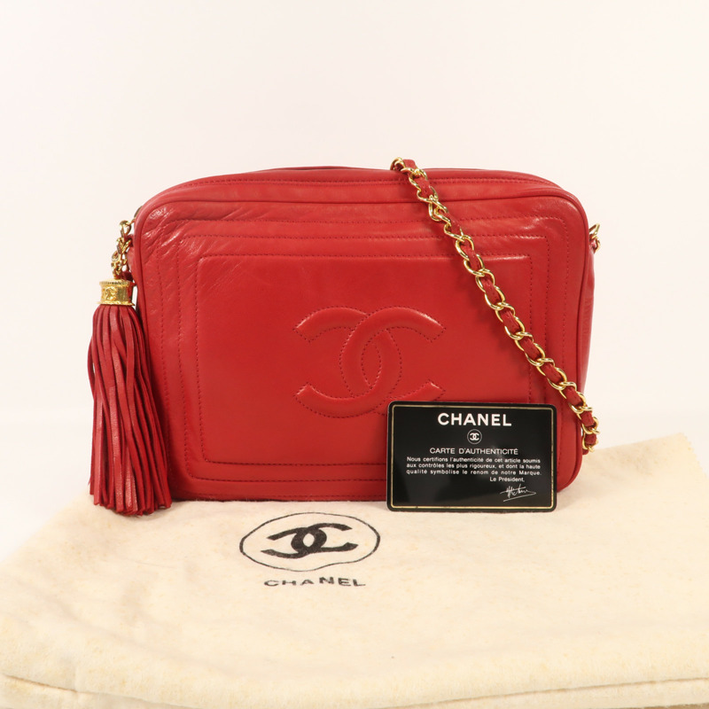 CHANEL 羊皮皮革Chain Shoulder金扣鏈帶肩背袋-14