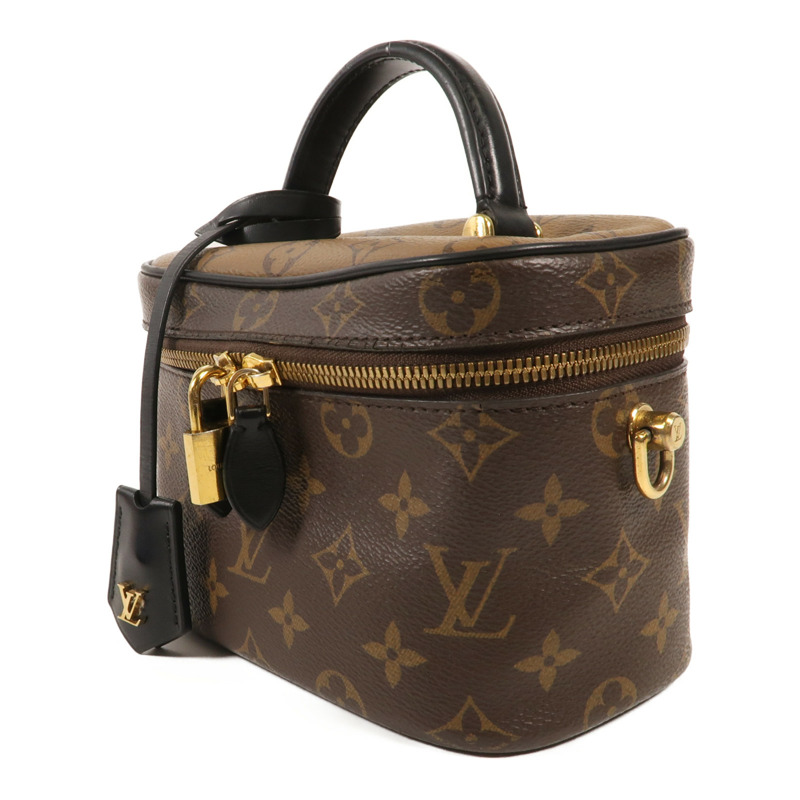 LOUIS VUITTON Monogram Reverse Vanity PM金扣手挽肩背兩用袋棕色-2