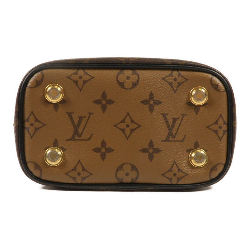 LOUIS VUITTON Monogram Reverse Vanity PM金扣手挽肩背兩用袋棕色-3