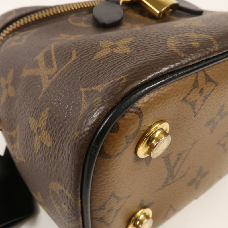 LOUIS VUITTON Monogram Reverse Vanity PM金扣手挽肩背兩用袋棕色-5