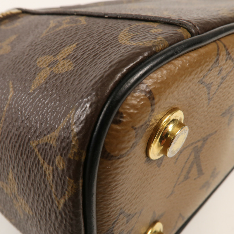 LOUIS VUITTON Monogram Reverse Vanity PM金扣手挽肩背兩用袋棕色-7