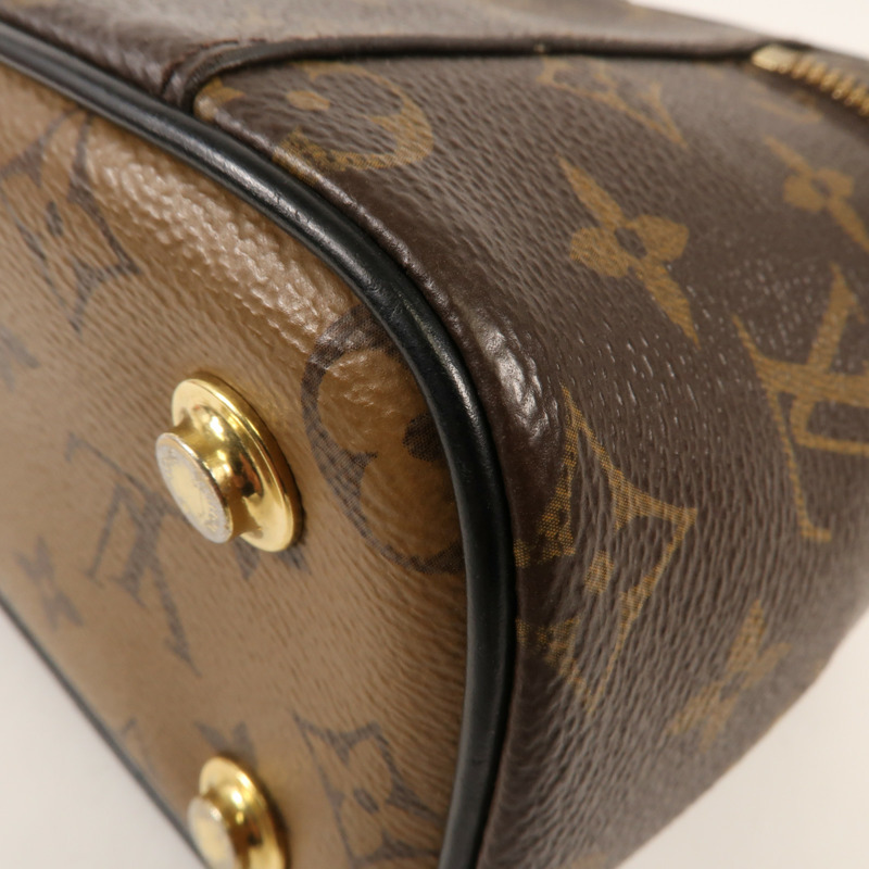 LOUIS VUITTON Monogram Reverse Vanity PM金扣手挽肩背兩用袋棕色-8
