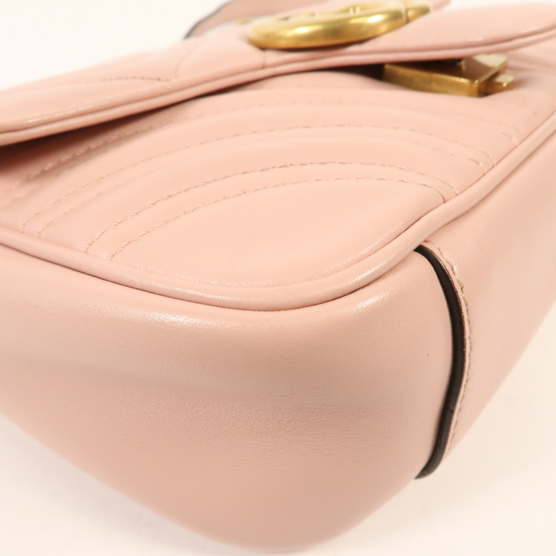 GUCCI 牛皮皮革GG Marmont金扣鏈帶肩背袋-5