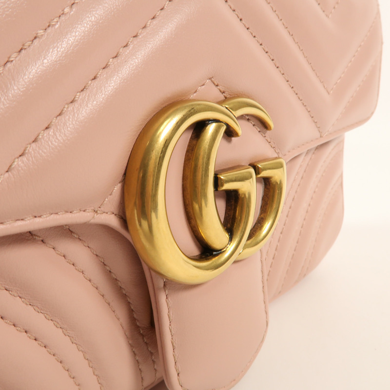 GUCCI 牛皮皮革GG Marmont金扣鏈帶肩背袋-9