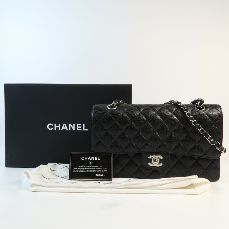 CHANEL 牛皮皮革Classic 25銀扣鏈帶肩背袋-13