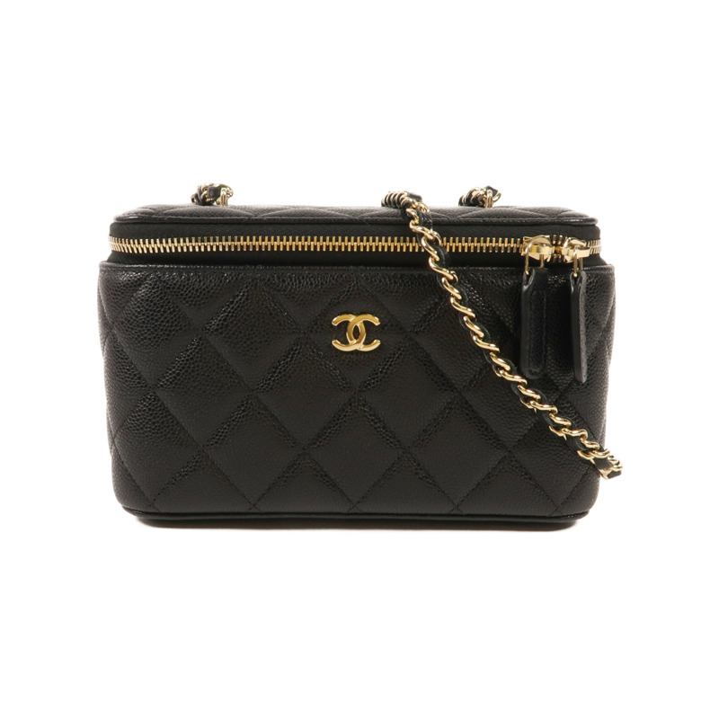 CHANEL 牛皮皮革Chain Shoulder金扣鏈帶肩背袋-0