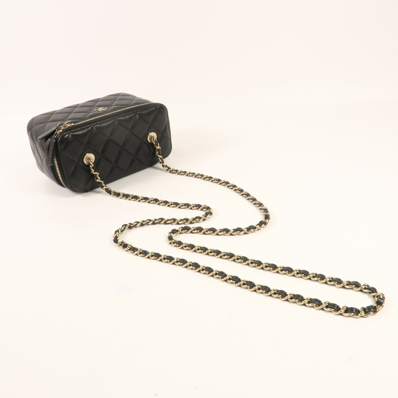 CHANEL 牛皮皮革Chain Shoulder金扣鏈帶肩背袋-4