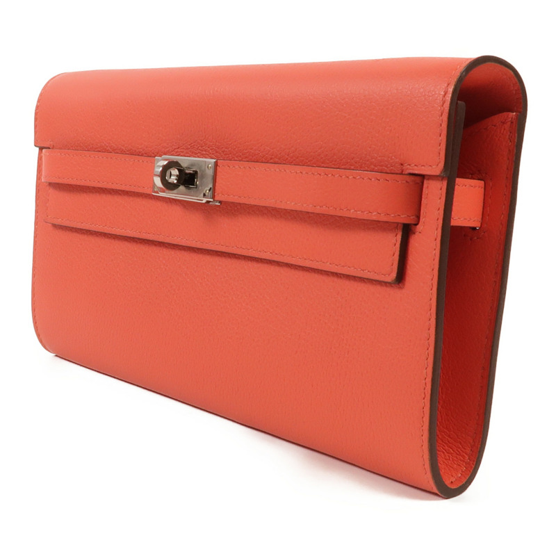 HERMES Clemence皮革Kelly To Go銀扣肩背袋Rose Lipstick-2