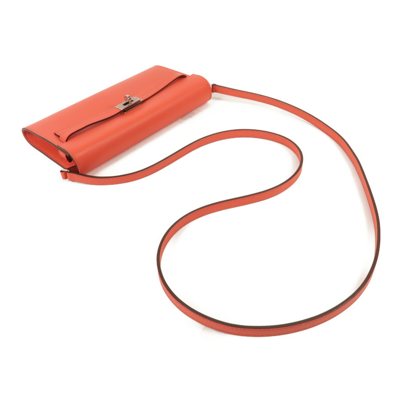 HERMES Clemence皮革Kelly To Go銀扣肩背袋Rose Lipstick-4