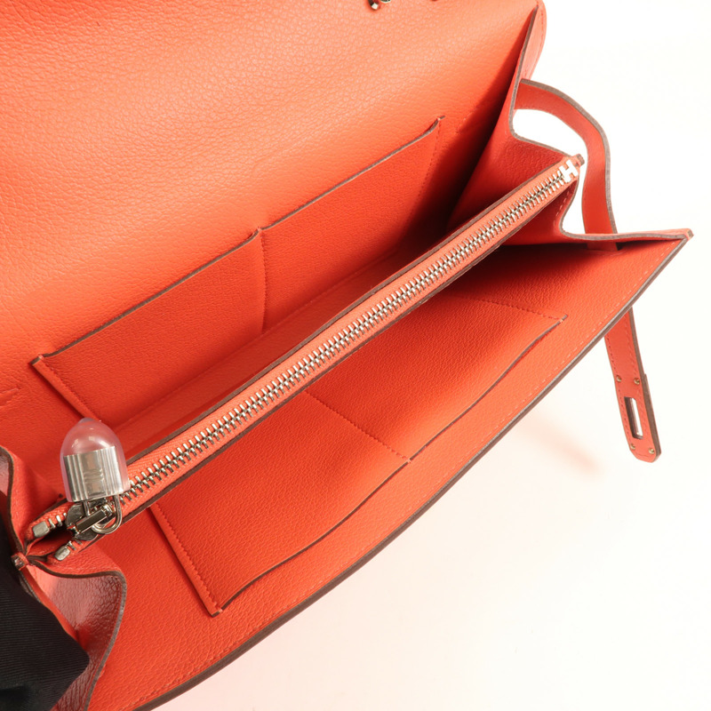 HERMES Clemence皮革Kelly To Go銀扣肩背袋Rose Lipstick-12