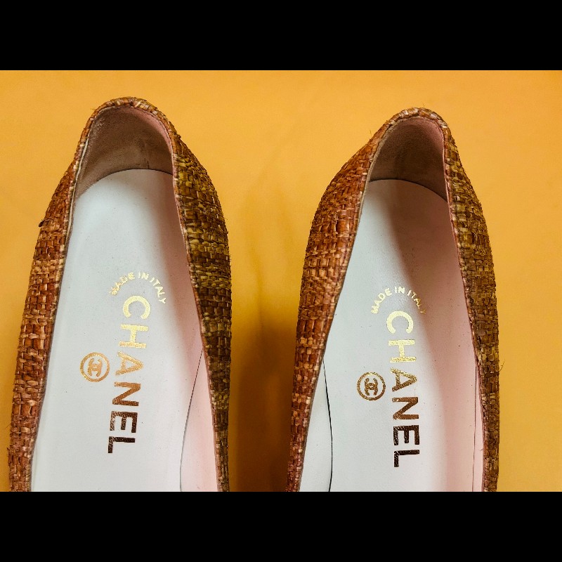 Chanel金色拼紅色高跟鞋-12