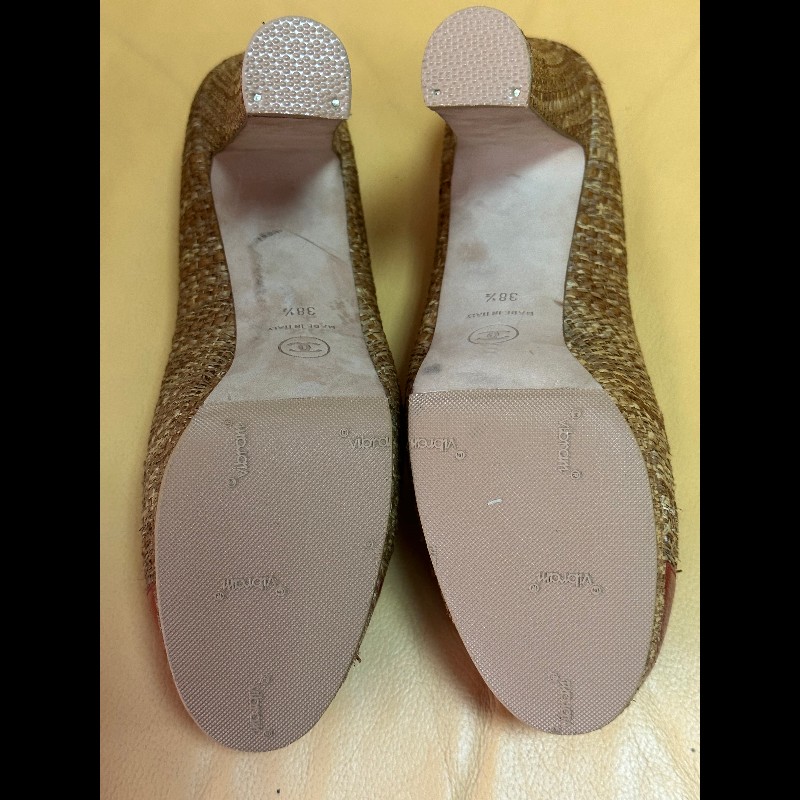 Chanel金色拼紅色高跟鞋-14