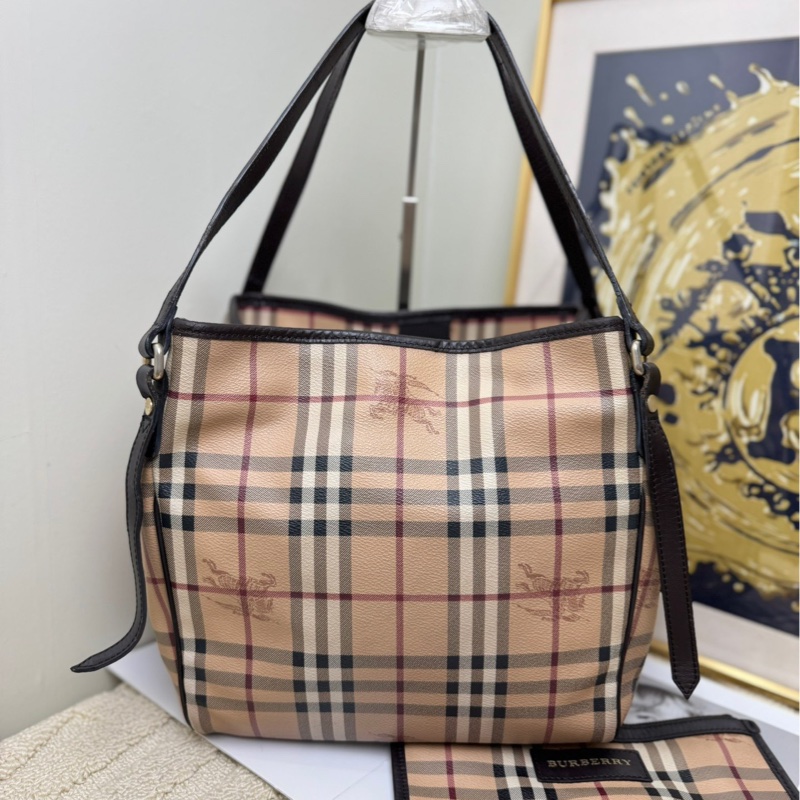 【近新閒置❤️】 Burberry 戰馬條格紋手提包單肩包托特包購物袋 子母包一套-1