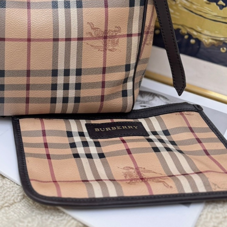 【近新閒置❤️】 Burberry 戰馬條格紋手提包單肩包托特包購物袋 子母包一套-3