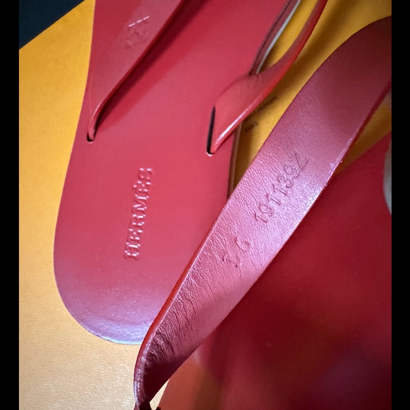 Herme's 紅色夾腳拖鞋-4