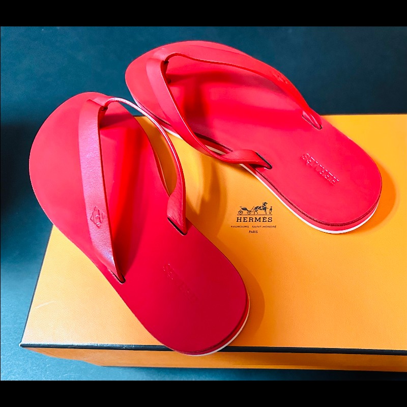 Herme's 紅色夾腳拖鞋-7
