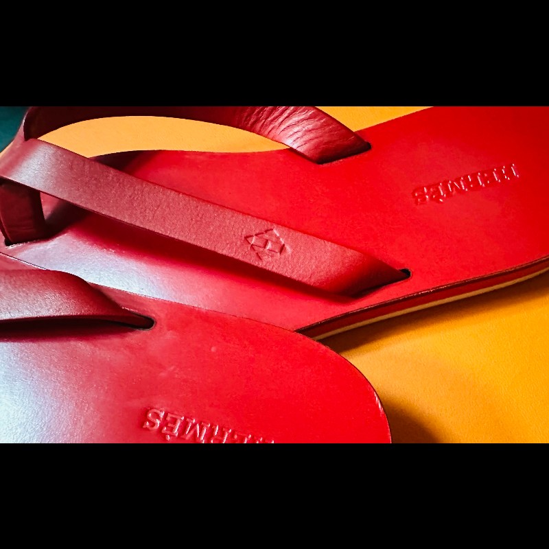 Herme's 紅色夾腳拖鞋-9