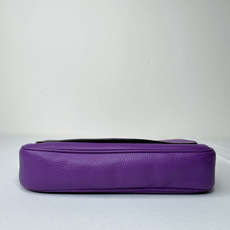 GUCCI Soho紫色全皮革流蘇鏈帶包-9