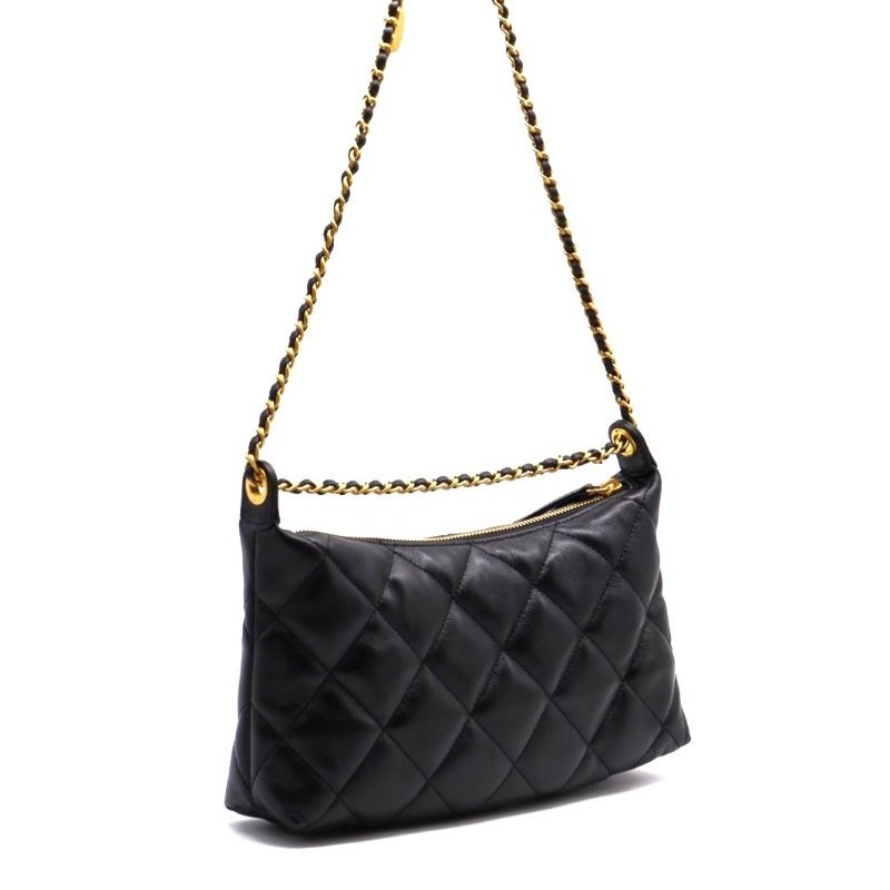 CHANEL 25S皮穿鍊單肩包 - 黑金-1